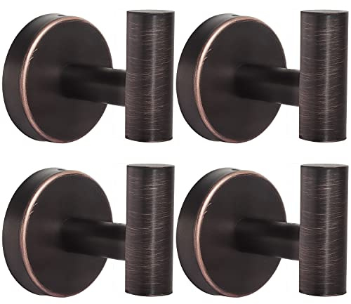 Bademantelhaken Kleiderhaken Badezimmer Wandhaken Edelstahl Heavy Duty Türhänger Kleidung Schrank Schrank Schwämme Haken für Badezimmer Schlafzimmer Küche Hotel Pool 4 Packungen (Öl eingeriebene