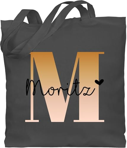 Baumwolltasche - Initialen - Name und Buchstabe I Geschenk Anfangsbuchstabe - Unisize - Dunkelgrau - personalisierter jutebeutel namens geschenke buchstaben m beutel kinder