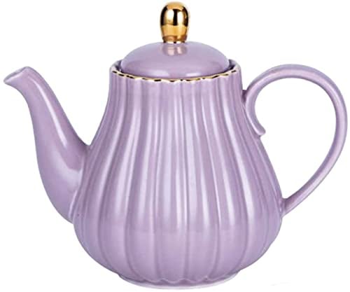 Eplze Strength Porcelain Coffee Pot Ceramic Teapot- Stripe Design (Purple)
