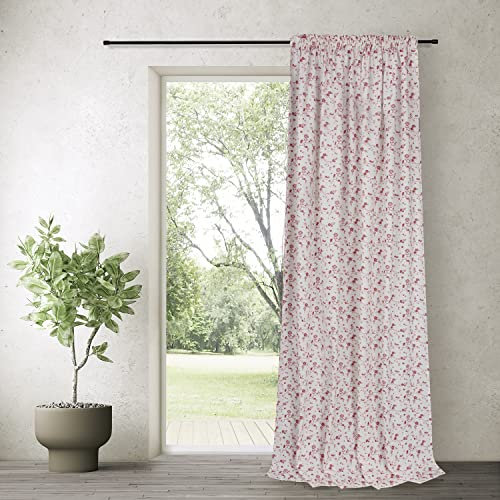 Happy Home Gardine Annie - aus zertifiziertes Bio-Baumwolle in Rot - 140x245cm - Perfekte Privatssphäre, Blickdicht und pflegeleicht