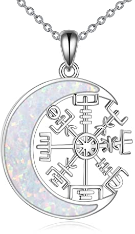 URONE Kompass Kette Damen Silber 925 Kompass Mond Anhänger Halskette Kompass Schmuck Damen Kompass Abschluss Geschenk