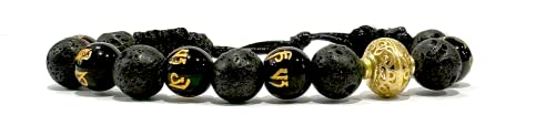 Samsara Tibetisches Buddhistisches Armband, Verstellbare Länge, Mystisches Glücksbringer-Schmuckstück - Hochfestes gewachstes Baumwollband (LAVA UND MANTRA)