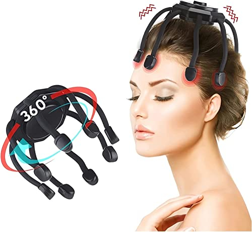 Massaggiatore Cuoio Capelluto, Senza Fili portatile per la testa, massaggiatore portatile, rilassamento dello stress, tensione, rilassamento, sonno profondo (nero)
