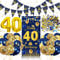 40. Geburtstag Deko Banner & Girlande - Blau-Gold, Luftballons & Konfetti