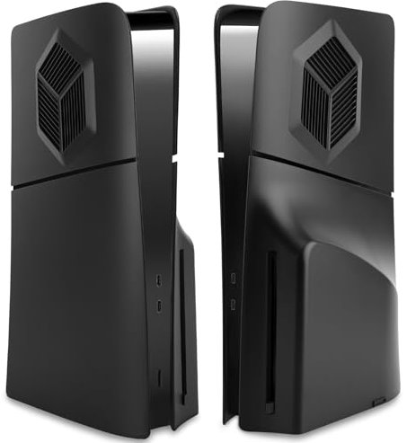 PS5 Slim Console Cover Plates Accessories Compatible with Playstation 5 Slim Disc Edition with Cooling Vents, SIKEMAY 2023 New Custom Separated Dustproof Side Panels/Faceplate/Skin/Shell - Black