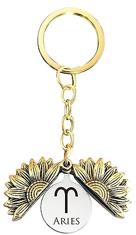 Douze Constellations Porte-Clés Anneau,Personnalisé Luxe Or Et Noir Symbole De Texte Tournesol Porte-Clés,Sac De Voiture Portefeuille Ornements Artisanat Décoration Accessoire Pendentif Suspe