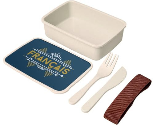 Fabulous Lunch Box with Cutlery French Style Luxury Vintage 700 ml Blue