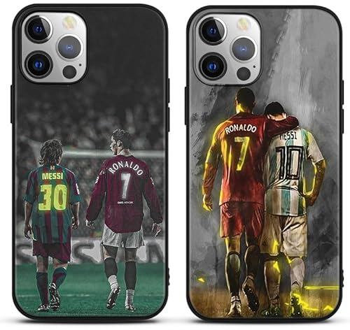 Yomyejisoo [2 Stück] Schutzhülle für iPhone 11 Hülle 6,1,Handyhülle Fußball Sport Soccer Muster Design Motiv Fußball-Athleten Soft Silikon TPU Stoßfest Bumper Cover Case für iPhone 11,M9