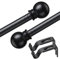 Curtain Poles, Single Curtain Rods for Windows 76-152 cm, 1.6 cm Decorative Curtain Poles Set, Matte Black Splicing Metal Curtain Poles with Adjustable Brackets
