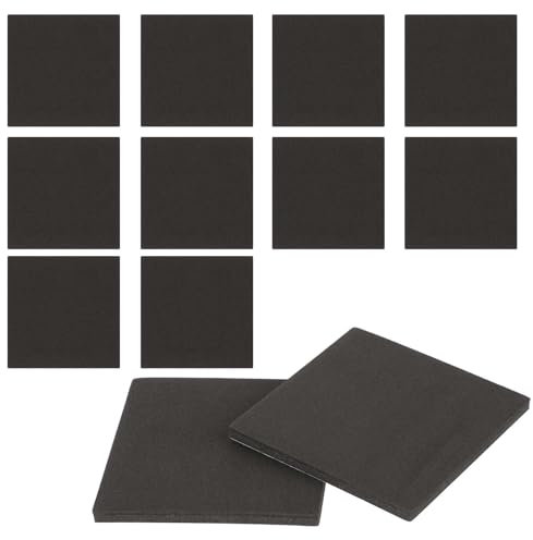 12 pannelli autoadesivi in schiuma di colore nero, 100 mm x 100 mm x 3 mm, in caucciù, autoadesivi, in gomma espansa antiscivolo, con retro adesivo per mobili