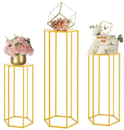 Zylinderständer für Party, 3 Stück, goldfarben, zylinderförmig, 50 cm, 80 cm, 100 cm hoch, Metall, Hochzeitsblumenständer für Tafelaufsätze, Zylindertische für Partys, Empfangsdekoration