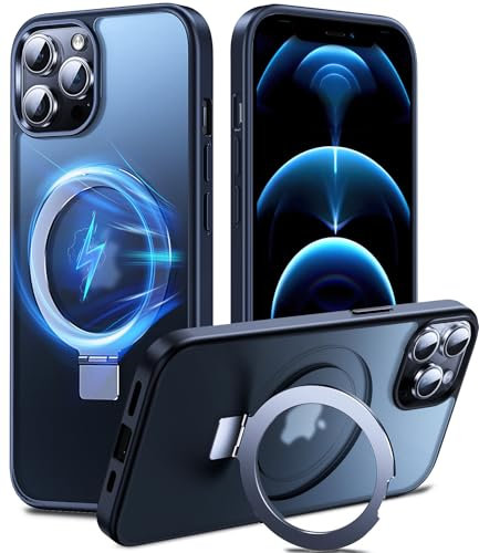 Chicfun Magnetisch Ständer für iPhone 12 Pro Max Hülle für MagSafe [Nr.1Magnetkraft+Handlicher Ständer+Militär Stoßfest] Schutzhülle Handyhülle iPhone 12 Pro Max Case Cover Silikon Bumper Schwarz