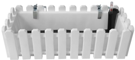 HTI living Blumenkasten mit Wasserspeicher Nessa 50 cm Weiß inklusive Wasserstandsanzeige und Balkonhalterung