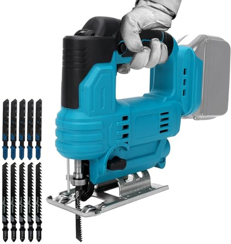 panthem Seghetto alternativo senza fili per batteria Makita da 18 V (senza batteria), con 10 lame, angolo di inclinazione di 45°, seghetto alternativo elettrico senza spazzole a 6 velocità, cambio