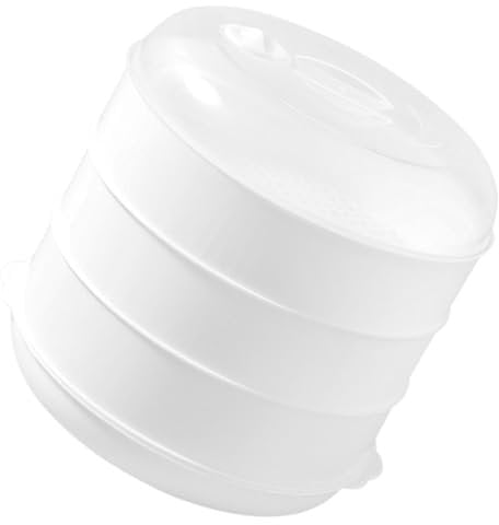 Fukamou Mikrowellen-Dampfgarer,Mikrowellen-Dampfkochtopf Für Die Küche - Küchen-Dämpfutensilien, Gesundes Kochen Schnell -Schnell, 3 Ebenen