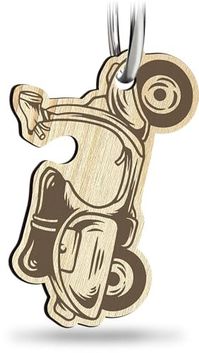 Geschenk Roller - Vespa Schlüsselanhänger handgemacht aus Holz, Glücksbringer, Schlüsselanhänger für Vespafahrer, Geschenke Motoroller, Führerschein Geschenk, Fahr vorsichtig