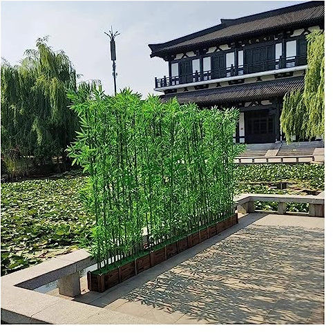 CVERTHAF Künstlicher Bambus-Seidenbaum für Gartendeck und Raumteiler, grüner Bambusstab, 1 m, 0,5 m Basis, 10 Stangen, ideal als Eingangsschirm für Restaurants und Hotelbarrieren