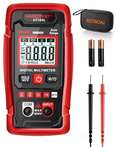 AstroAI Multimeter voltmeter 4000 Counts, Smart Messmodus, Digital Voltmeter mit automatischer Bereichswahl, Schnelle präzise Messung von Gleichspannung, Wechselspannung, Widerstand, Durchgang, NCV