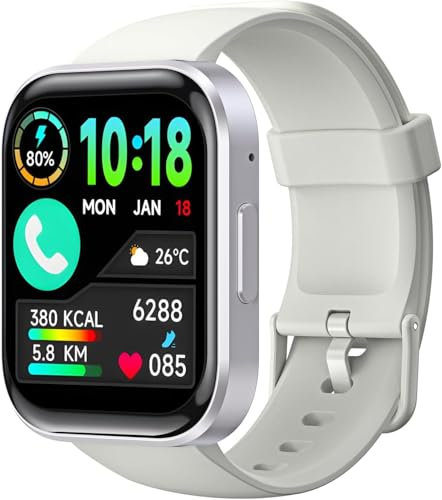 OBA Oukitel BT103 Smartwatch Unisex 1,91 Zoll 100+ Sportmodus Schrittzähler/Schlaf/Herzfrequenzmesser, Fitness Tracker für iOS Android Weiß, Weiß, Large