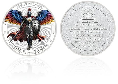 MENOOK Erzengel Michael Metall Medaille Herausforderung Medaille Sammler Geschenk Souvenir - Silber