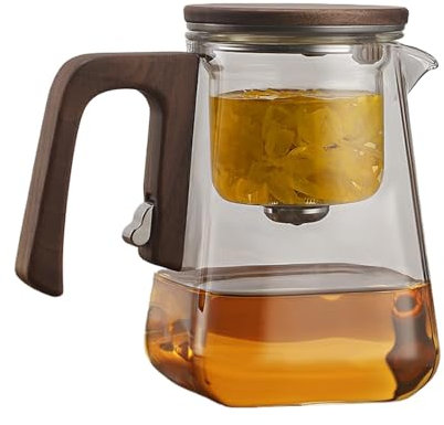 Colador de té de - hervidor de té de vidrio, colador para té a granel | con vidrio de pared doble, infusor portátil extraíble a y aislamiento térmico fácil de limpiar