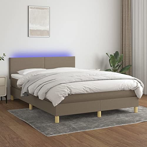 Brokky Boxspringbett mit Matratze & LED Bett Mit Bettkasten Bett Boxspringbett Betten Boxspringbett Mit Matratze Taupe 140x200 cm Stoff - 3133561