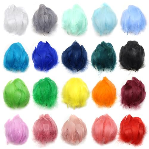 TOAOB 240 Stück Bunte Indianer Federn Natur zum Basteln Gänsefedern für Handwerk Dekoration DIY Crafts Feather