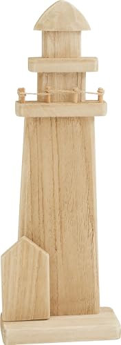 VBS Leuchtturm Seaside Holz-Dekoration Unbemalt 5x12x33cm Holz DIY-Deko zum Bemalen oder Bekleben mit Farben, Pasten, Papieren