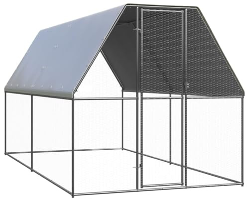 ChicAbode Outdoor-Hühnerkäfig 2x4x2m Verzinkter Stahl Hühnerstall Freilaufgehege für Hühner Kleintiere, Hühnerhaus Kleintierstall