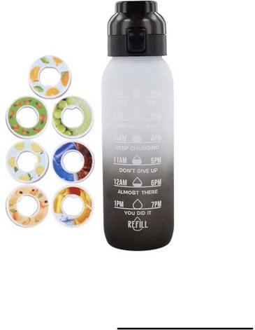 Generisch Trinkflasche (1000 ml) mit 7 Geschmackspods, 0 Zucker, auslaufsicher, ideal für Sport & Fitness