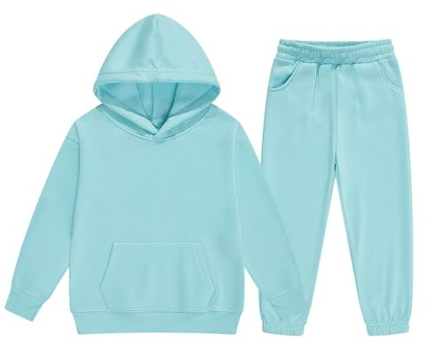 Generisch Jogginganzug Mädchen Jungen 2 Teiliges Einfarbig Trainingsanzug Sportanzug Kapuzenpullover Jogginghose Bekleidungsset Outfits Sets Sport Hoodie Jogging Anzug Freizeitanzug für Kinder