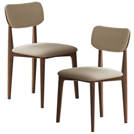 CADEHUB Chaises Salle Manger Lot 4, Noyer avec Dossier Incurvé Et Pieds en Bois, Design Ergonomique Et Anti-Rayures, en Similicuir, pour Cuisine, Restaurant, DéCoration D'IntéRieur Light Yellow 2pass