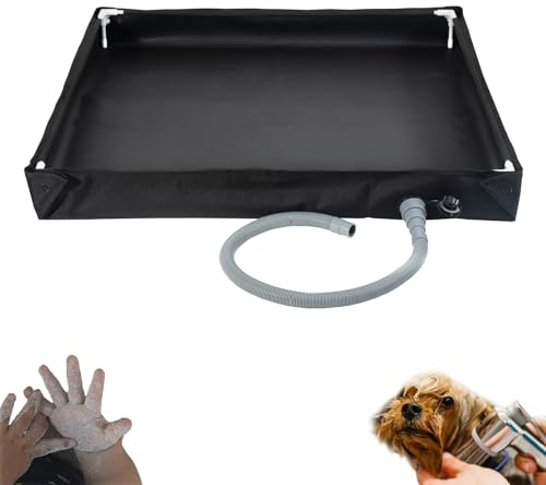 Piatto Doccia Portatile Pieghevole 80×80×10 cm | Base Doccia Impermeabile con Tubo di Scarico – Ideale per Campeggio, doccia da campeggio,Camper/Autocaravan, Auto e Animali Domestici