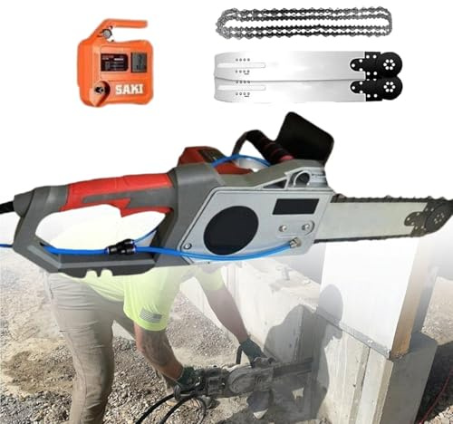 XSDAJSD Handgeführte Betonkettensäge mit Diamantkette, inkl. 2 Ketten & 2 Führungsschienen, Wasserpumpe zum Schneiden von Granit, Porzellan, Holz, Beton, Stein