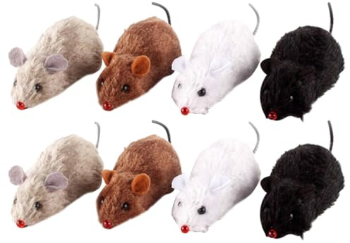 HIAKDOFT Jouet Mécanique pour Chat Souris Mécanique en Peluche Jouet à Remonter Interactif