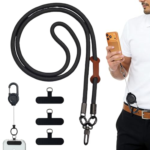 TESGADGETS Correa de Seguridad para móvil, Soporte retráctil para móvil con Clip para cinturón, cordón para móvil con Cable de Acero, protección para móvil, para Viajes, Senderismo, Trabajo y