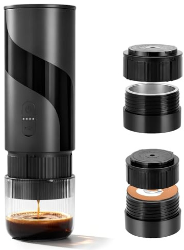 Caffettiera da Viaggio Compatibile con Capsule da 3.5*2.8cm e Caffè Macinato, Macchina da Caffè Portatile 3 in 1 con Serbatoio Acqua da 100 ml, Caffettiera a Capsule per Espresso 20Bar Ricaricabile