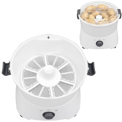 85W Elektrischer Kartoffelschäler, Kartoffelschälmaschine Automatisch mit 0,8 kg Kapazität & Edelstahlklingen, Transparent Deckel Abtropfkorb, für Küche & Restaurant (Drehschalter)