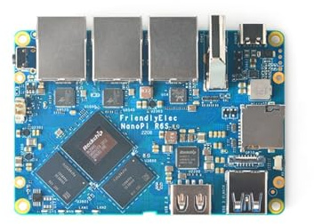 FriendlyELEC NanoPi R6S Mini routeur, 4/8 Go de RAM, 64 Go eMMC RK3588S Octa-Core 2,4 GHz, double routeur/passerelle 2,5 G, ordinateur simple open source (SBC) (4 + 64 Go, carte mère uniquement)