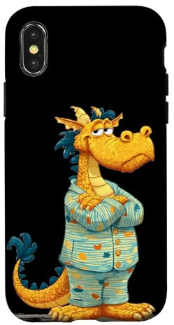 Costume de Pyjama Dragon Jaune avec vêtements de Nuit Amusants Coque pour iPhone X/XS