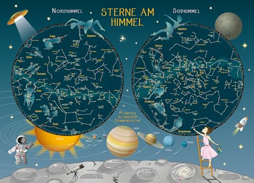 Sterne am Himmel Sternenkarte für Kinder: Wandkarte 140 cm x 100 cm