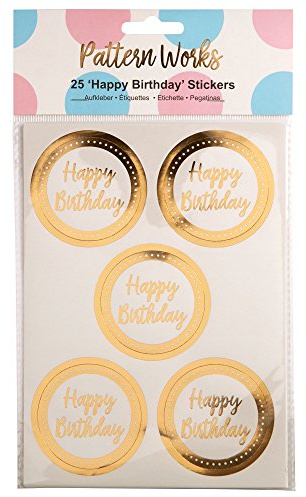 Neviti Pattern Works Sticker Happy Birthday, Gold