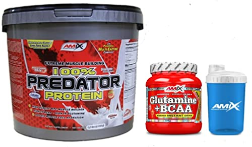 AMIX Predator Protein - 4 Kg Chocolate + amix glutamina con bcaa 300 gr + Mezclador