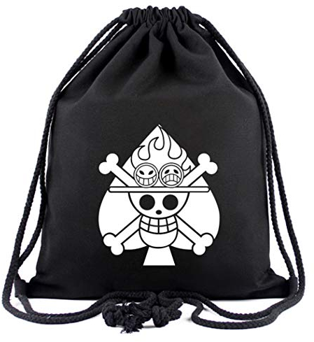 WANHONGYUE One Piece Portgas D Ace Anime Sporttasche Turnbeutel Training Tasche Gym Sack Drawstring Bag Schwarz-8