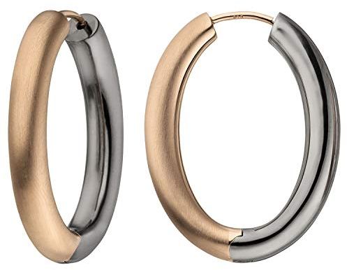 Jobo Damen-Creolen aus 925 Sterling Silber Bicolor vergoldet Oval