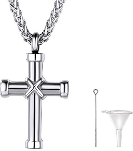 Richsteel Edelstahl Memorial Asche Andenken Halskette mit Knot kreuz Feuerbestattung Urne Anhänger als Erinnerung Schmuck für Unisex