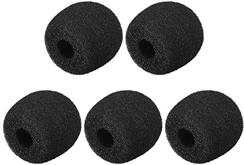 sourcing map 5PCS Foam Mic Cover Headset Microphone Windscreen Shield Protection 26mm Length for Headset Lapel Lavalier