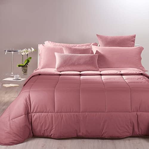Caleffi - Trapunta Bicolor Tinta Unita Matrimoniale Rosa