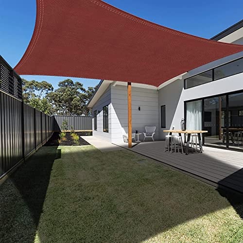 Ankuka Toldo Vela de Sombra 3x4m Rojo Rectangular Impermeable para Exterior 98% Protección UV Apto para Jardín Terraza y Camping