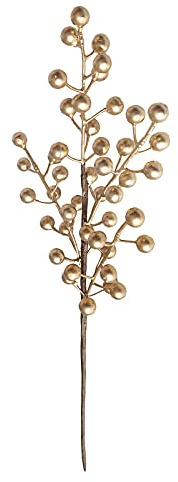 Misnode, 6 steli artificiali in bacca dorata, 50 cm, con rami di bacche di agrifoglio, decorazioni natalizie e decorazioni floreali, per la casa e l'artigianato